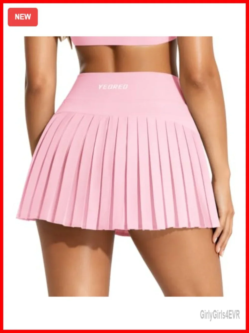 Women's Pleated Tennis Skort with Built-in Shorts, High Waist, Pockets